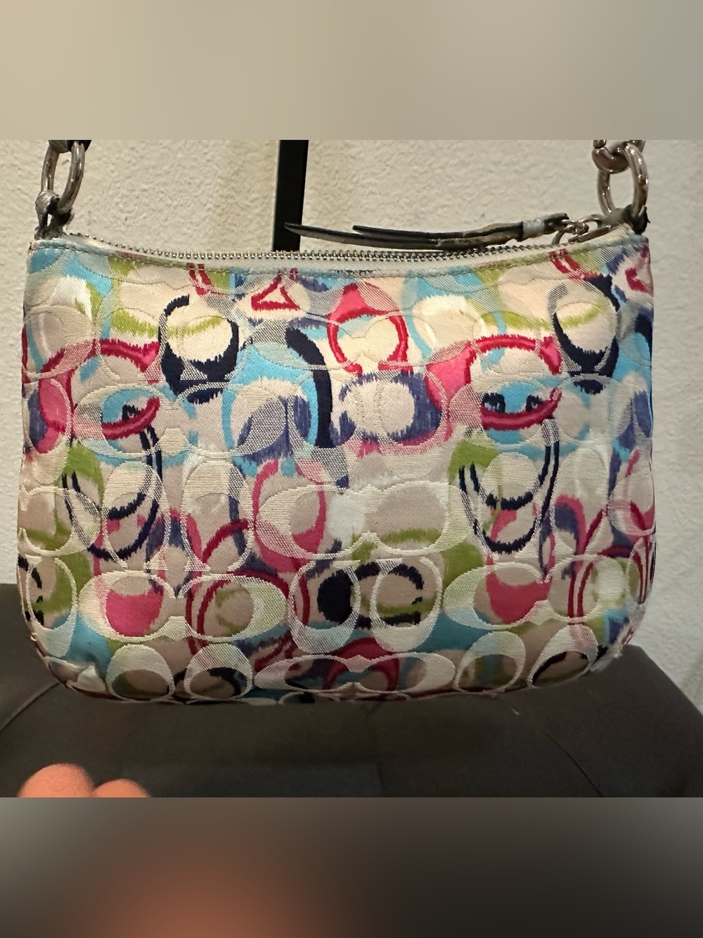 Coach Multicolor Signature Canvas Crossbody with Silver Trim - Picture 15 of 17